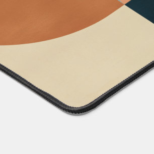 Semi circles in beige, brown and black desk mat