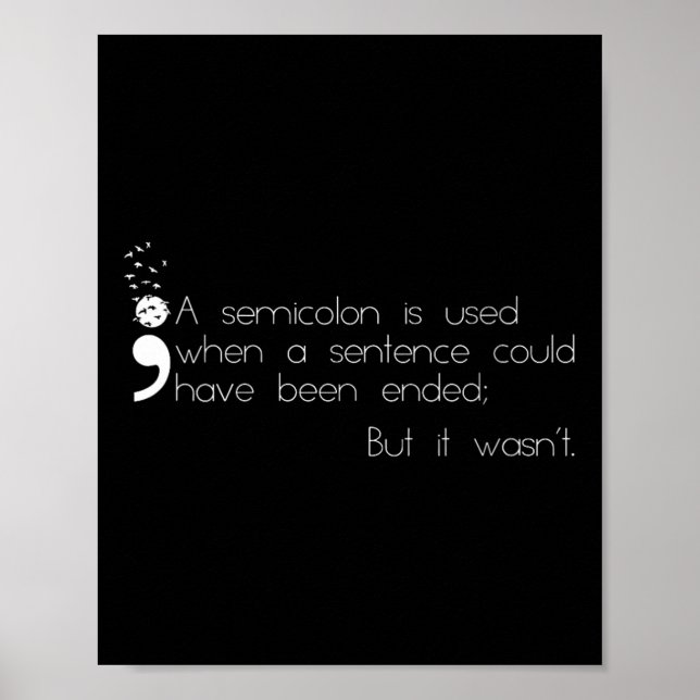 Semi Colon Definition Suicide Prevention Awareness Poster (Front)