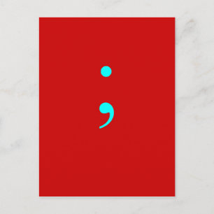 Semi Colon - Red Postcard