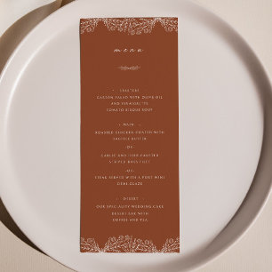 Semi Floral Burnt Orange Wedding Dinner Menu