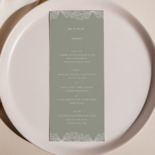 Semi Floral Sage Green Wedding Dinner Menu