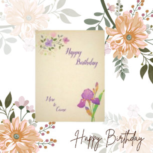  Semi Gloss Paper Floral  Birthday Postcard