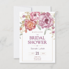 Semi Gloss Paper Flower Bridal Shower Invitation