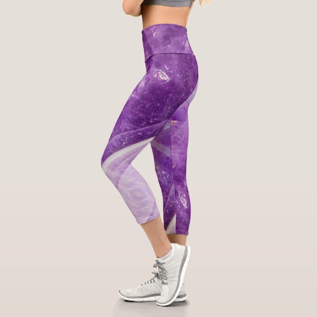 Semi-precious gemstone stone texture structure capri leggings (Left)