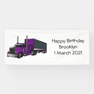 Semi-trailer truck cartoon illustration banner