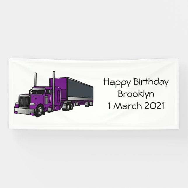 Semi-trailer truck cartoon illustration banner (Horizontal)