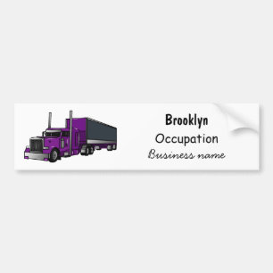 Semi-trailer truck cartoon illustration bumper sticker