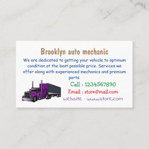 Semi-trailer truck cartoon illustration business card