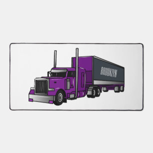Semi-trailer truck cartoon illustration desk mat