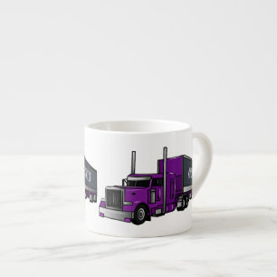 Semi-trailer truck cartoon illustration espresso cup
