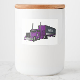 Semi-trailer truck cartoon illustration food label