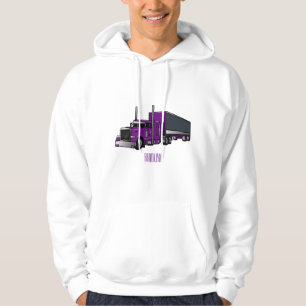 Semi-trailer truck cartoon illustration hoodie