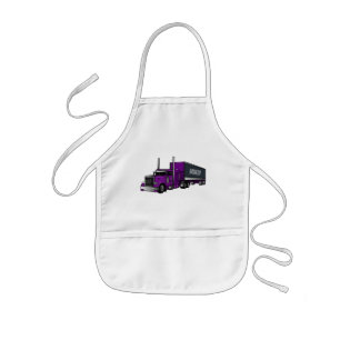 Semi-trailer truck cartoon illustration kids apron