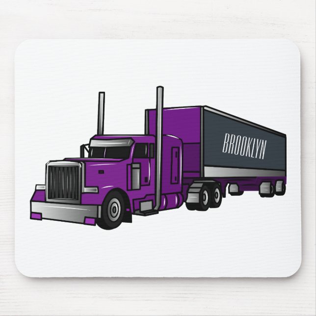Semi-trailer truck cartoon illustration mouse pad (Front)