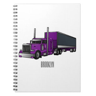 Semi-trailer truck cartoon illustration notebook