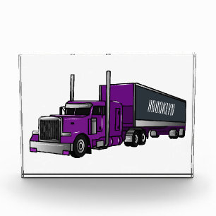 Semi-trailer truck cartoon illustration photo block