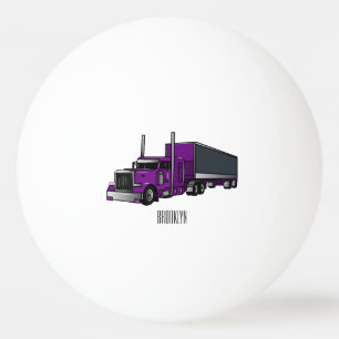 Semi-trailer truck cartoon illustration ping pong ball