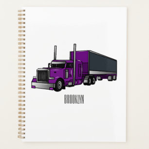 Semi-trailer truck cartoon illustration planner