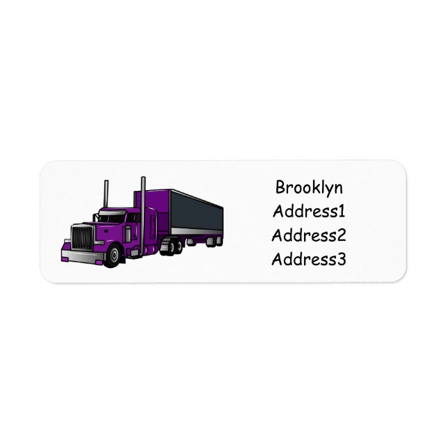 Semi-trailer truck cartoon illustration return address label (Front)