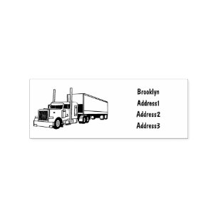 Semi-trailer truck cartoon illustration rubber stamp