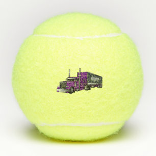 Semi-trailer truck cartoon illustration tennis balls