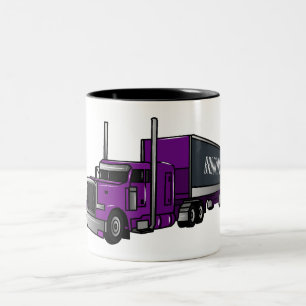 Semi-trailer truck cartoon illustration Two-Tone coffee mug