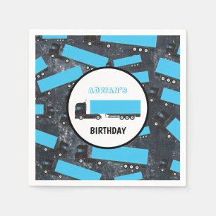 Semi-Trailer Truck Transportation Trucks Birthday Napkin