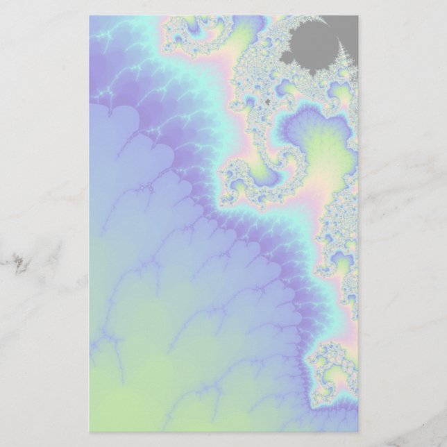 Semi Transparent Abstract Blue Coastline Fractal Stationery (Front)