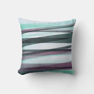 Semi Transparent Layers In Aqua Burgundy and Grey Cushion