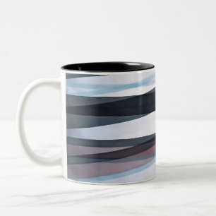 Semi Transparent Layers In Pale Blue Burgundy and Two-Tone Coffee Mug