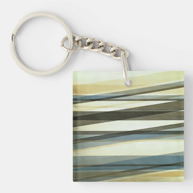 Semi Transparent Layers In Sand Brown And Blue Key Ring (Front)
