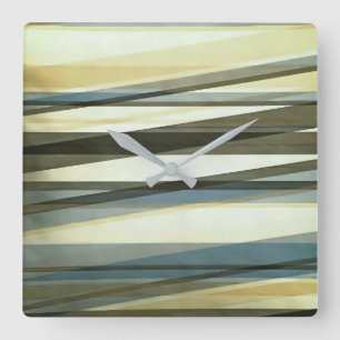 Semi Transparent Layers In Sand Brown And Blue Square Wall Clock