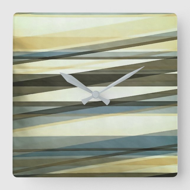 Semi Transparent Layers In Sand Brown And Blue Square Wall Clock (Front)