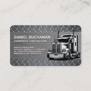 Semi Truck 18 Wheeler Construction Metal Business Card