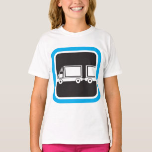Semi-Truck and Trailer Blue Icon T-Shirt