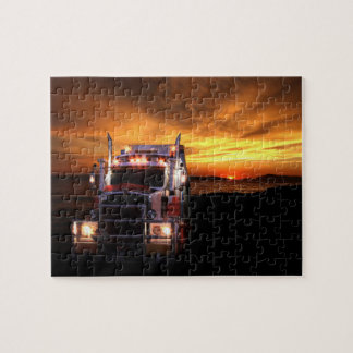 Semi Truck at Sunset Jigsaw Puzzle