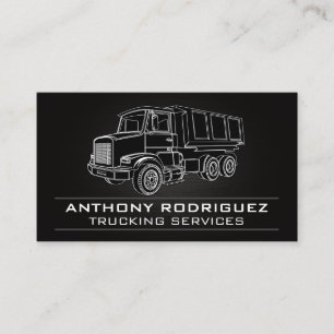 Semi Truck Black White Lines Illustration Business Card