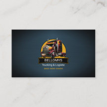Semi Truck Blue Metallic Business Card