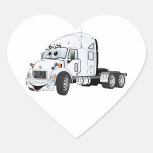 Semi Truck Cab White Heart Sticker