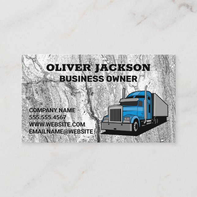Semi Truck | Concrete Rock Texture Business Card (Front)