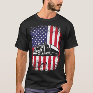 Semi Truck Driver 18 Wheeler Trucker USA American T-Shirt
