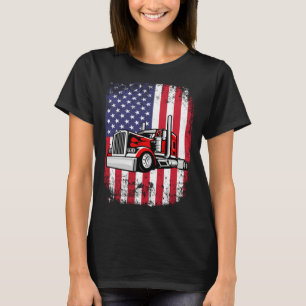 Semi Truck Driver 18 Wheeler Trucker USA American T-Shirt