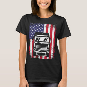 Semi Truck Driver 18 Wheeler Trucker USA American T-Shirt