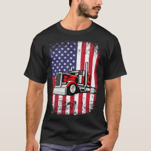 Semi Truck Driver 18 Wheeler Trucker USA American T-Shirt