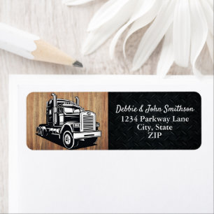 Semi Truck Driver Trucker Business Return Address Label
