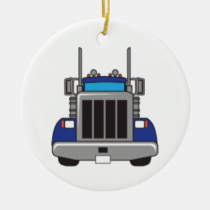 Semi Truck Front Ceramic Ornament