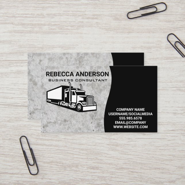 Semi Truck | Industrial | Concrete Business Card (Front/Back In Situ)
