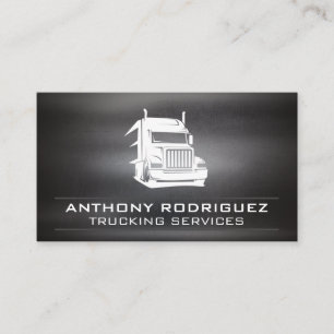 Semi Truck Logo Dark Scratched Steel Business Card