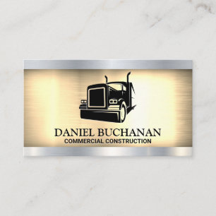 Semi Truck Logo Gold Silver Metallic Business Card