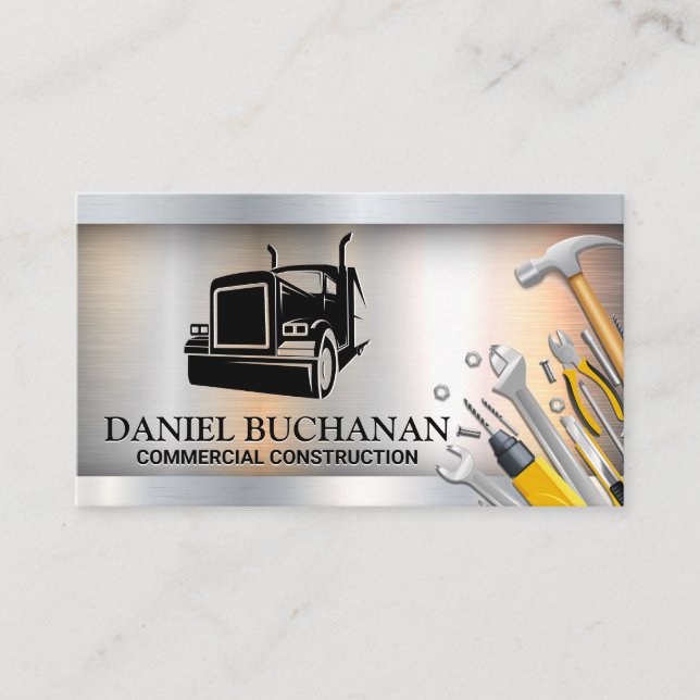 Semi Truck Logo | Hardware Tools Business Card (Front)